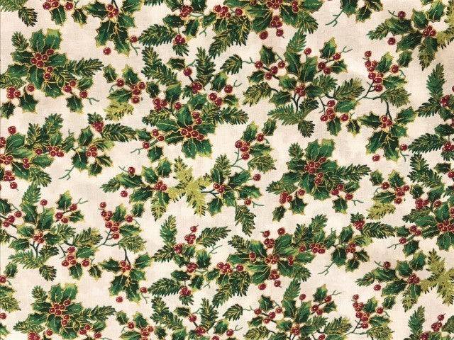 Christmas Traditional Holly - Premium Pure Cotton