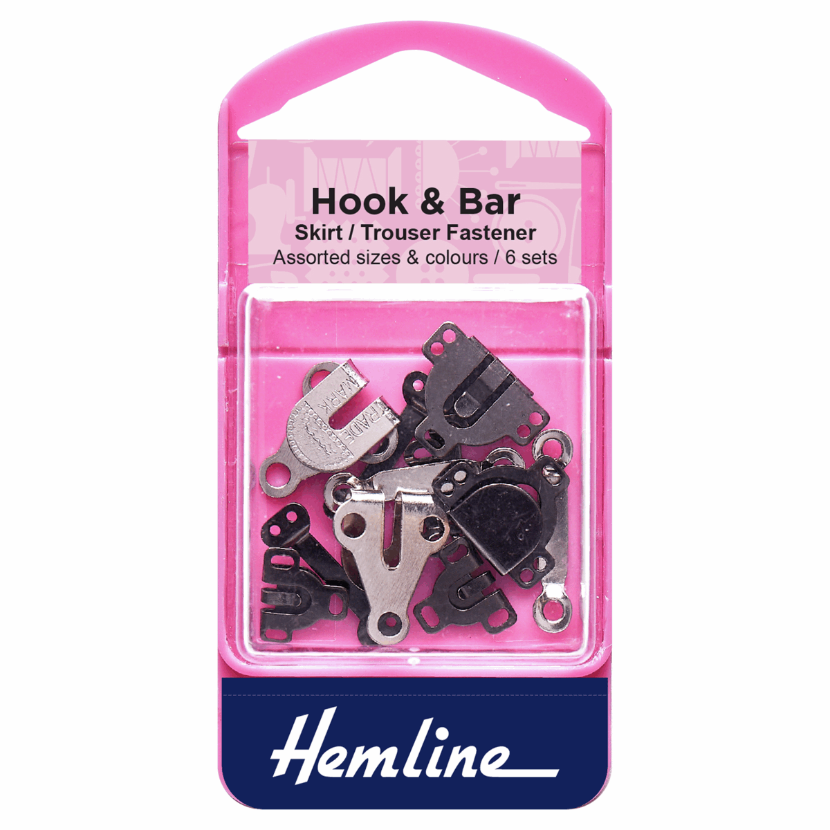 Hook and Bar - Skirt / Trouser Fastener: ASSORTED SIZES (6 Sets)