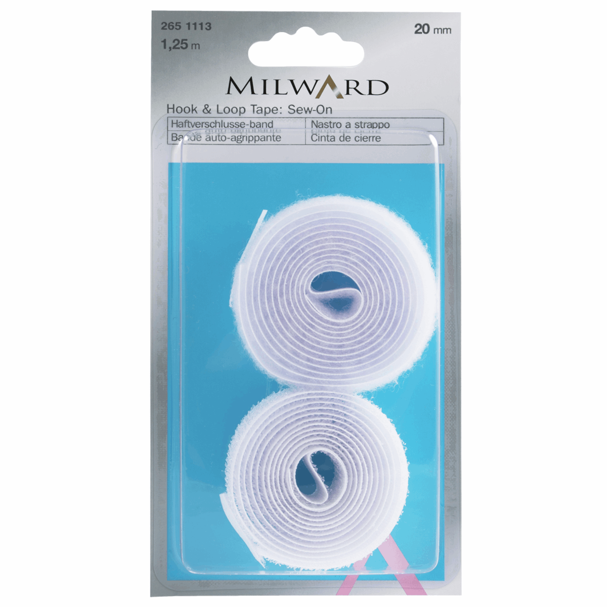 Hook And Loop Sew-On Tape - 1.25mtr x 20mm - Milward