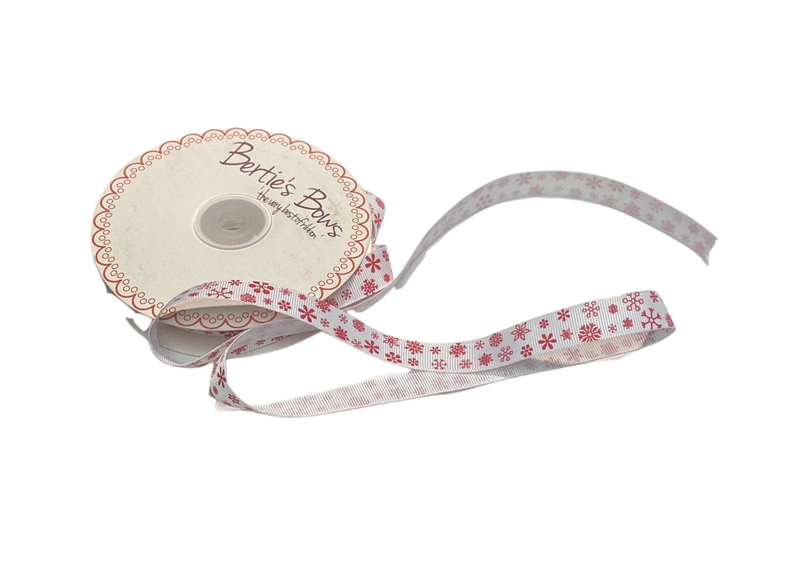 Christmas Ribbon - Icy Snowflake Print - 16mm - Cheap Fabrics