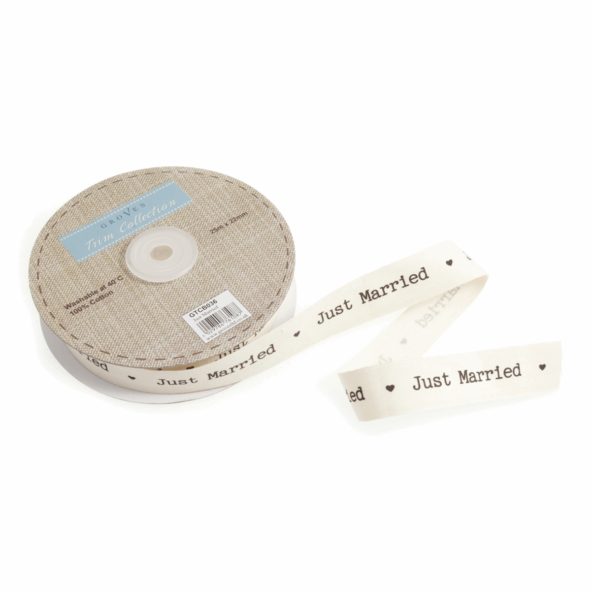 Just Married - Cotton Ribbon - Cheap Fabrics
