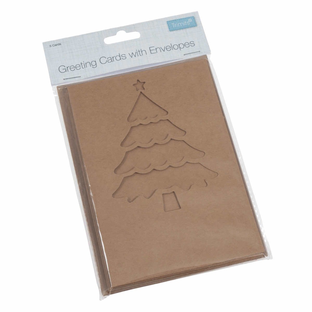Kraft Cards with Envelopes - Christmas Tree (5 Cards)