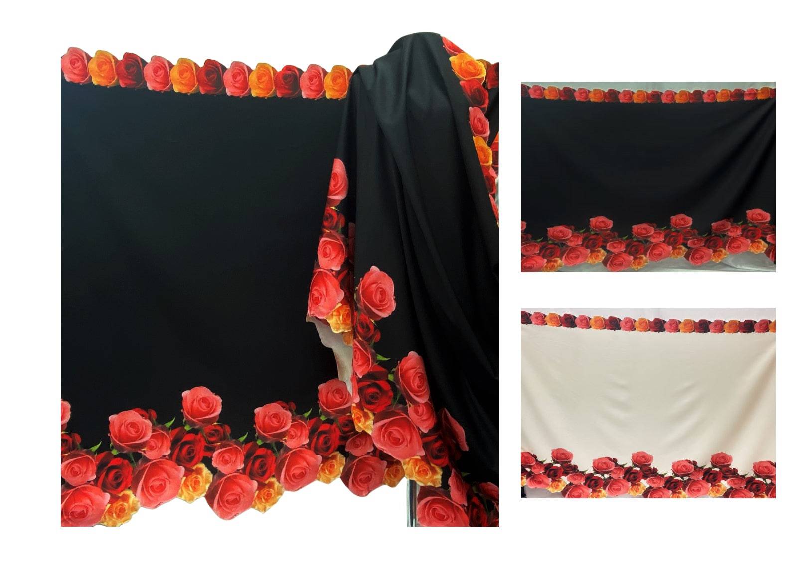 Bordered Rose - Printed Scalloped Scuba - Cheap Fabrics