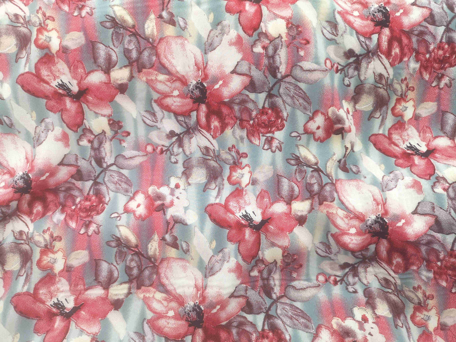 Lily Floral  - Clearance Printed Crepe - Cheap Fabrics