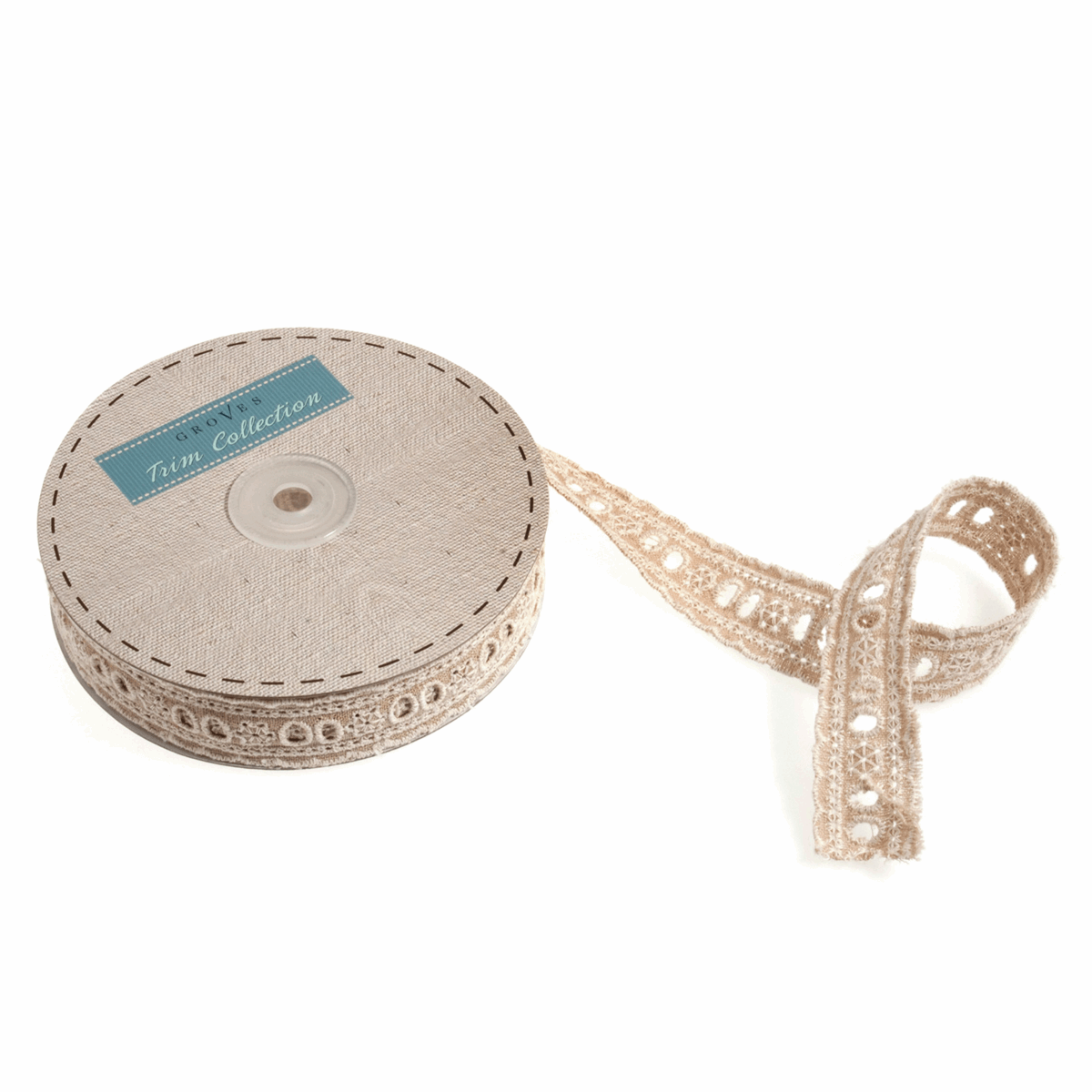 Linen Embroidered Anglais Trim - Spaced Cutwork