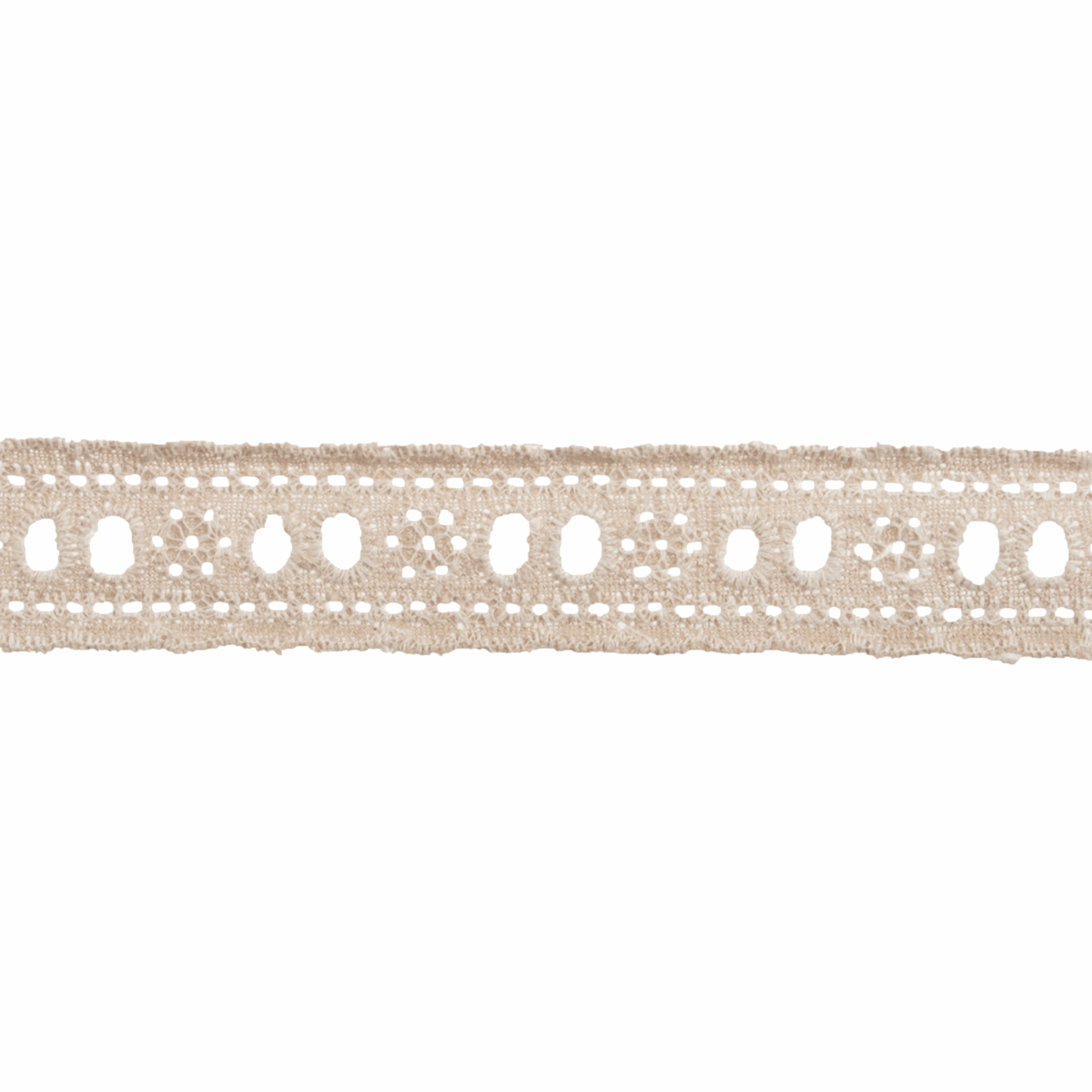 Linen Embroidered Anglais Trim - Spaced Cutwork