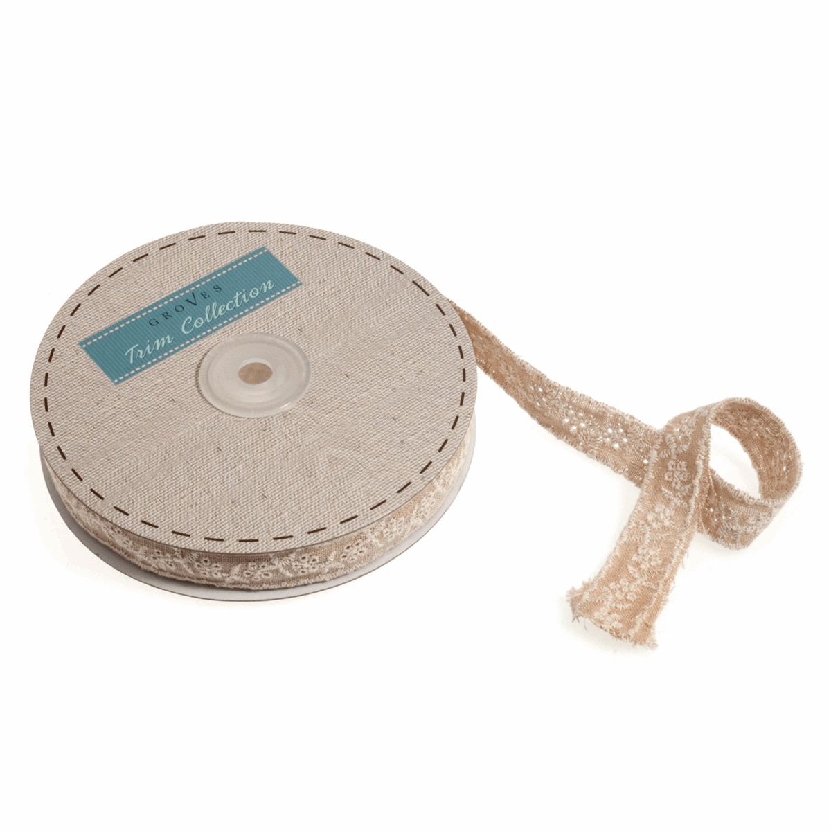 Linen Embroidered Anglais Trim - Floral Vine