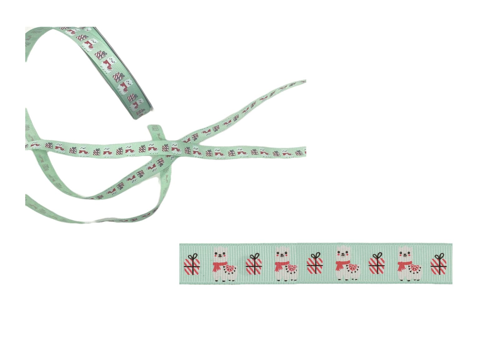 Christmas Grosgrain Ribbon - Llamas - Cheap Fabrics