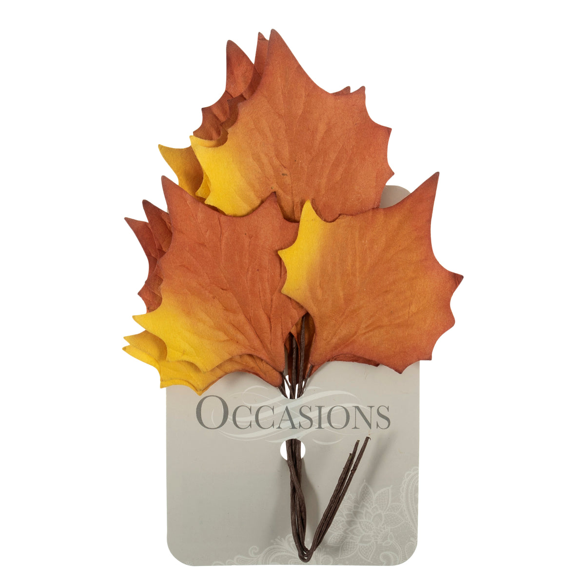 Paper Maple Leaves on Wire Orange - Bunch of 9