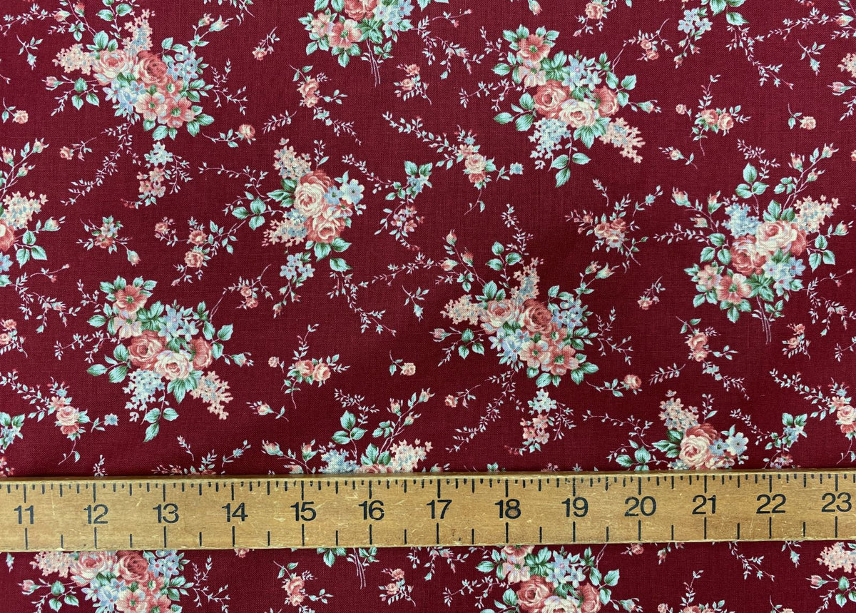 Maroon Bouquet - Korean Patchwork Cotton