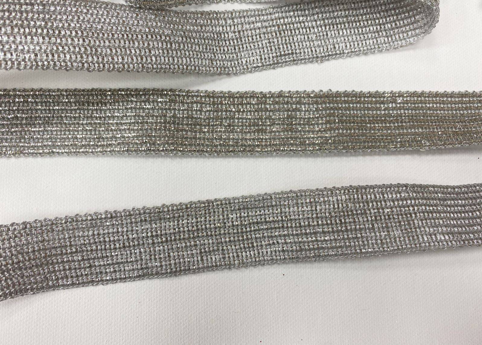 Metallic Wired Ribbon  Trim- Silver - Cheap Fabrics