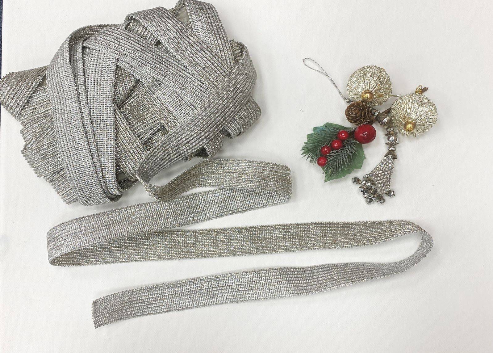 Metallic Wired Ribbon  Trim- Silver - Cheap Fabrics