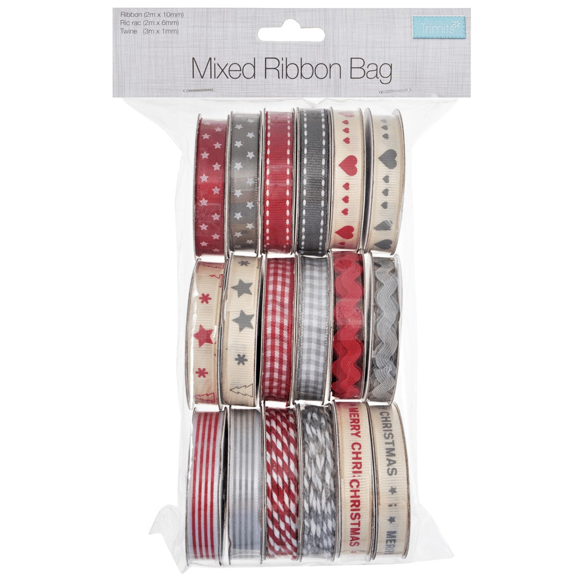 Christmas Scandi Mixed Festive Ribbon - Assortment Bag