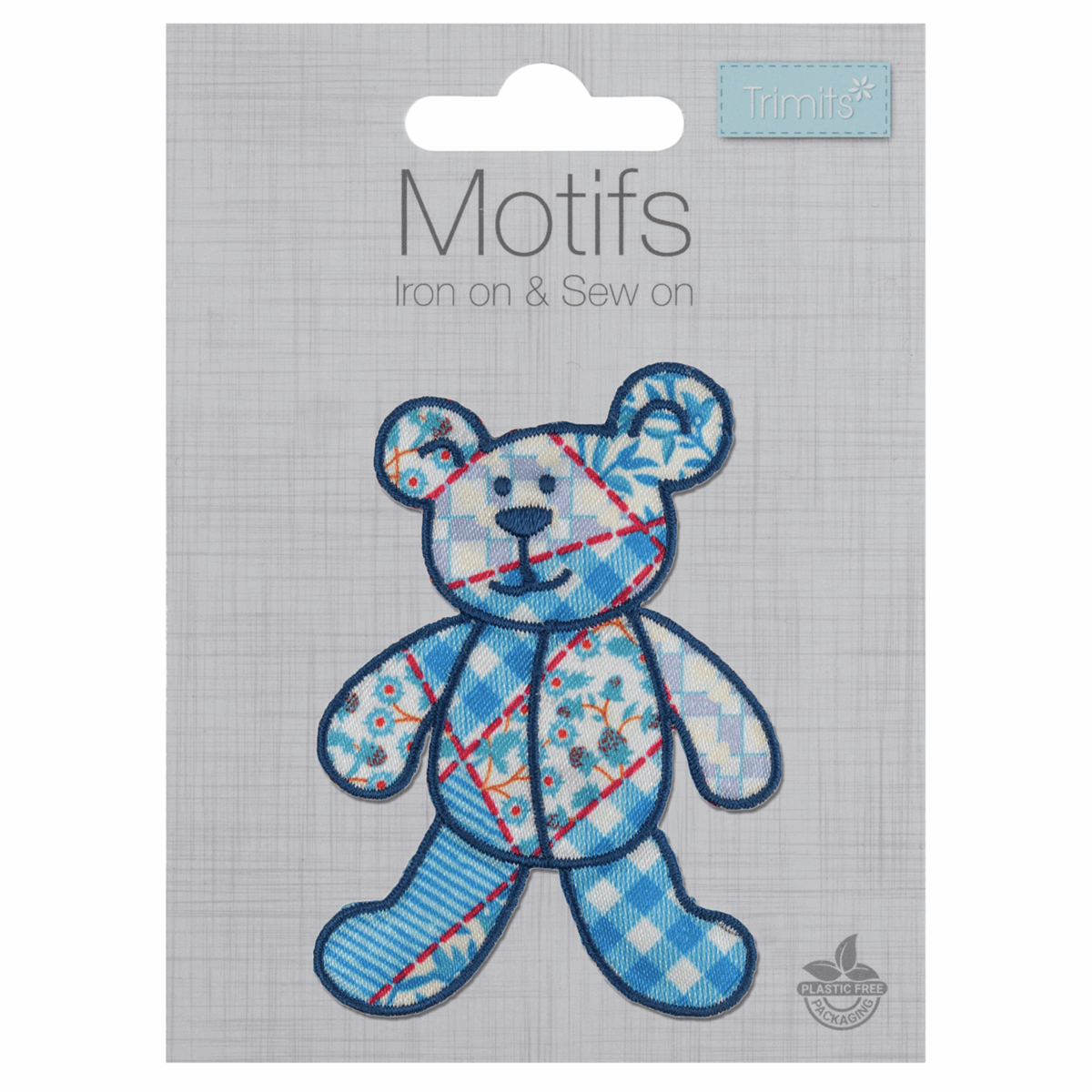 Patchwork Teddy Blue  - Iron -On & Sew-On