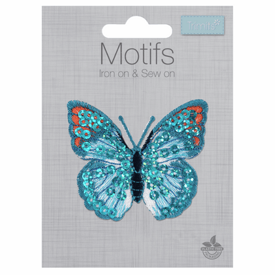 Blue Sequin Butterfly - Iron -On & Sew-On
