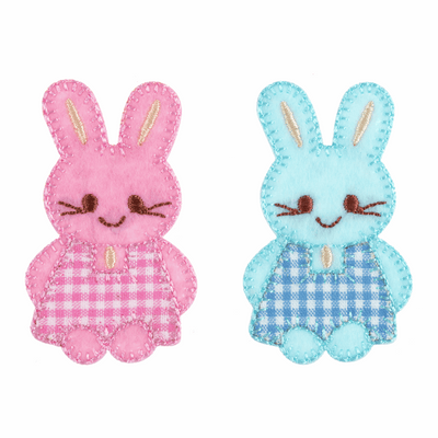 Pink/Blue Gingham Bunnies - Iron -On & Sew-On