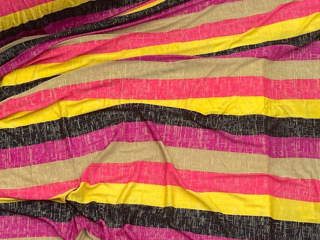 Multi-Striped - Printed Foil Jersey - Cheap Fabrics