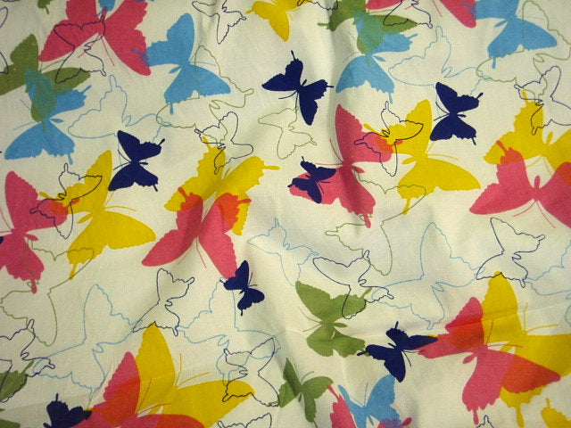 Multi-Colour Butterflies - Stretch Poplin