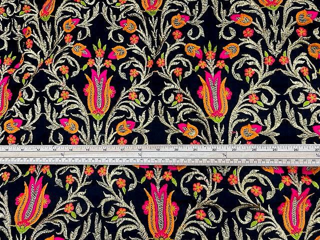 Black Tulip - Embroidered Georgette - Cheap Fabrics