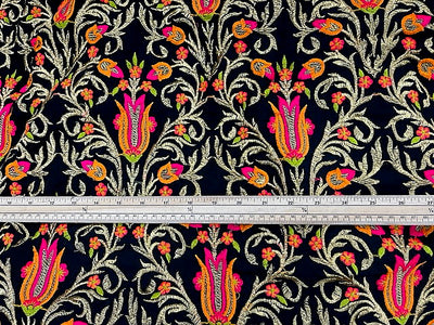 Black Tulip - Embroidered Georgette