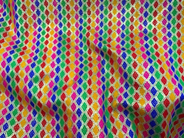 Multi Diamonds -  Metallic Brocade - Cheap Fabrics
