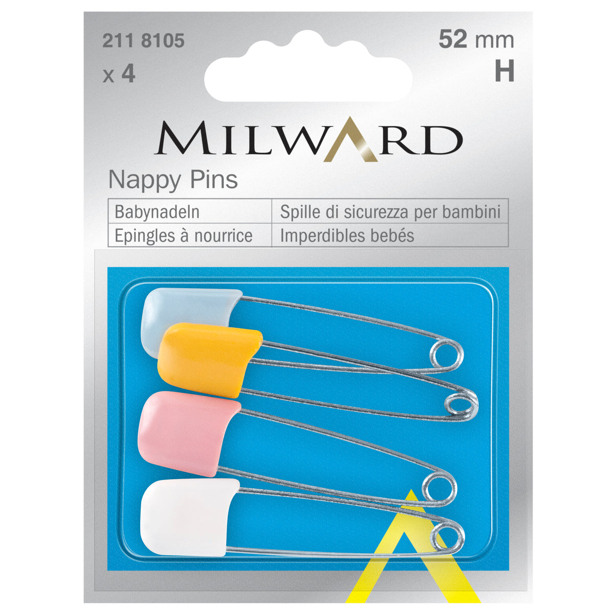 Nappy Safety Pins - 52mm (4pcs) Assorted