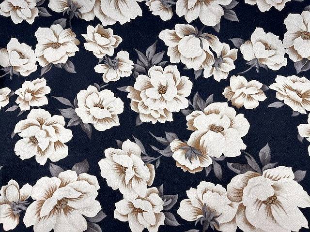 Flowery Beige  - Stretch Cotton - Cheap Fabrics