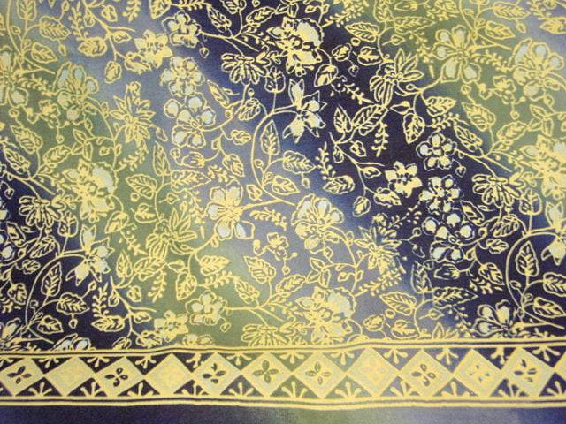 Navy Printed Border - Printed Crepe