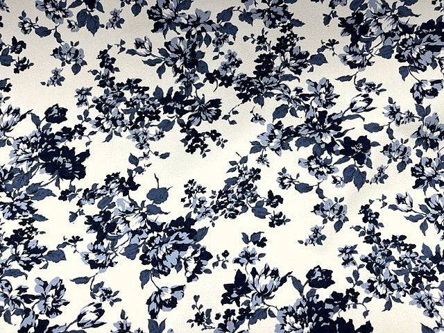 Navy Floral - Stretch Cotton - Cheap Fabrics