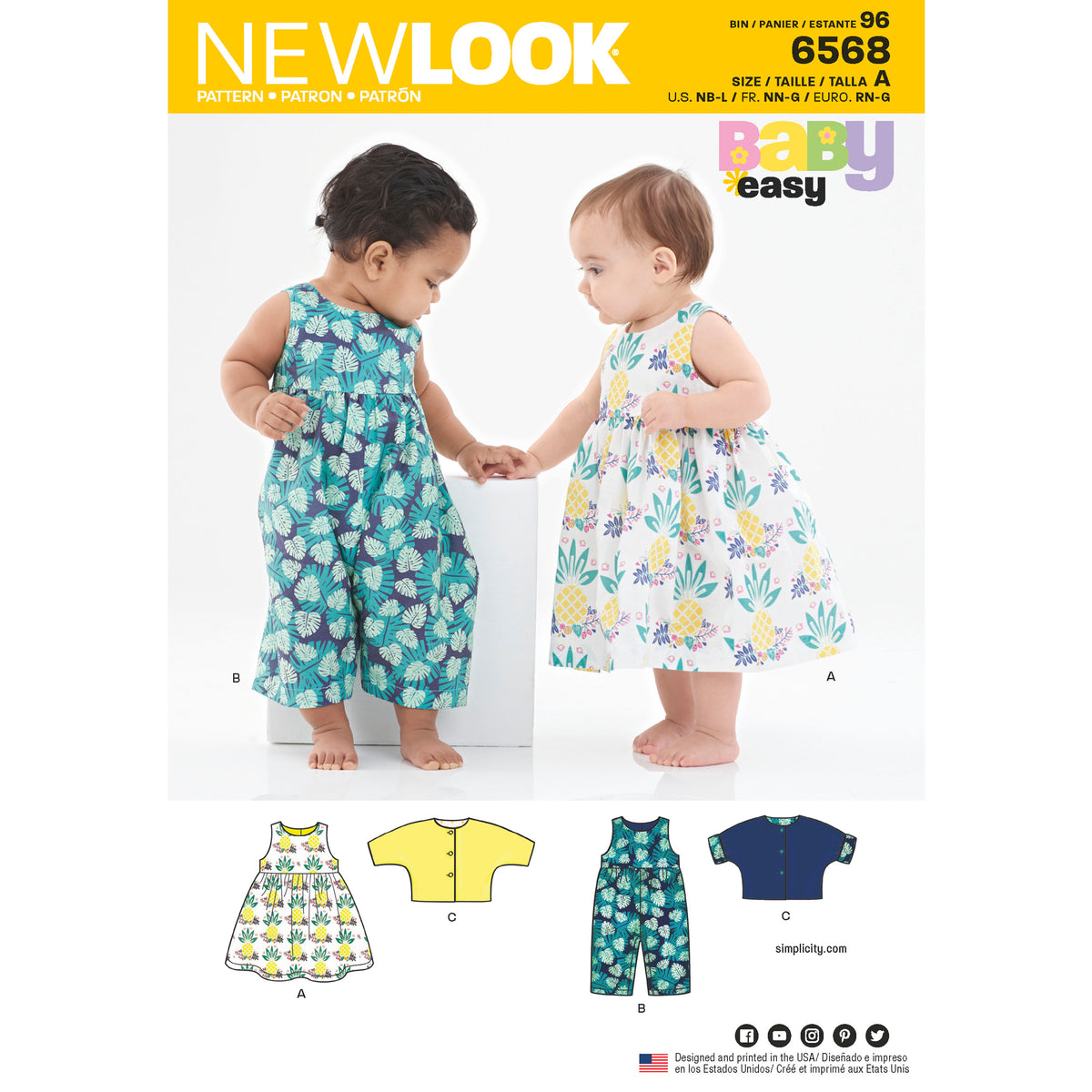6568 New Look Pattern 6568 Babies' Dress, Romper and Jacket