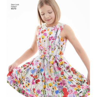 6570 New Look Pattern 6570 Girl's Dress in Two Lengths