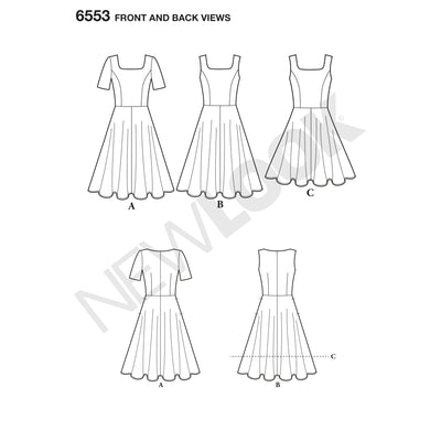 6553 New Look Pattern 6553 Women's Dress in Two Lengths