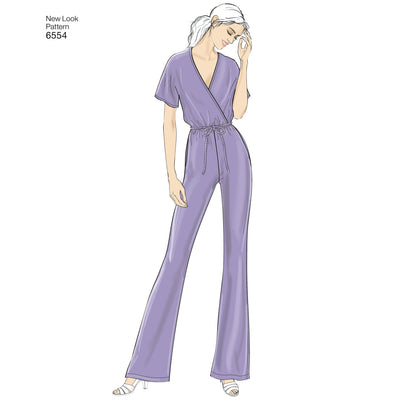 6554 New Look Pattern 6554 Women's Knit Jumpsuit and Dresses