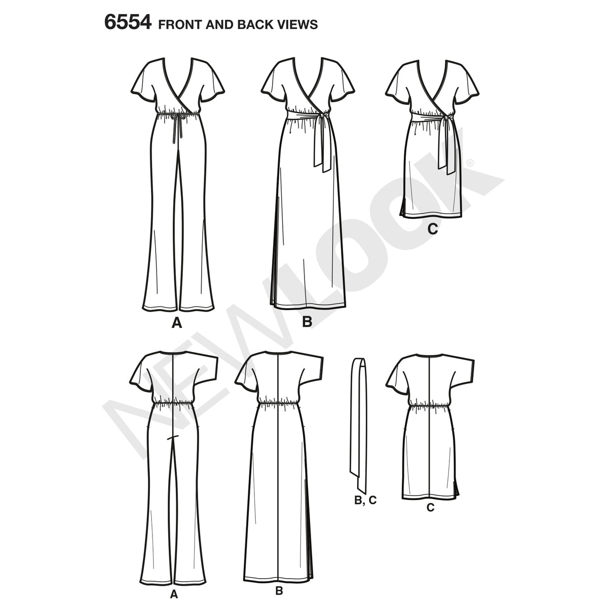 6554 New Look Pattern 6554 Women's Knit Jumpsuit and Dresses