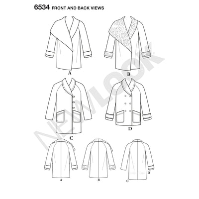 6534 New Look Pattern 6534 Women's Coats