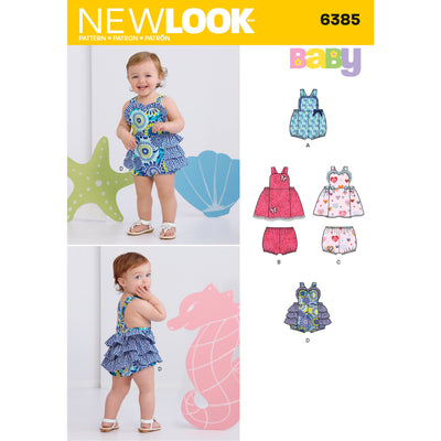 6385 Babies' Dress, Romper and Panties