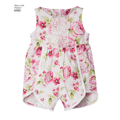 6462 Babie's Rompers with Trim Variations