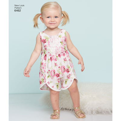 6462 Babie's Rompers with Trim Variations
