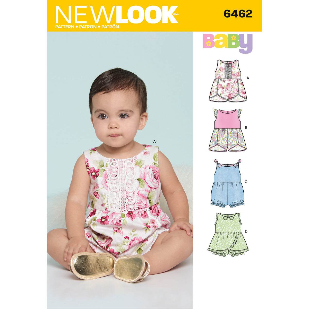 6462 Babie&#39;s Rompers with Trim Variations