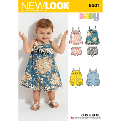 6501 New Look Pattern 6501 Babies' Dress and Romper