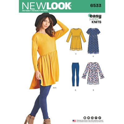 6533 New Look Pattern 6533 Women’s Babydoll Top with Leggings