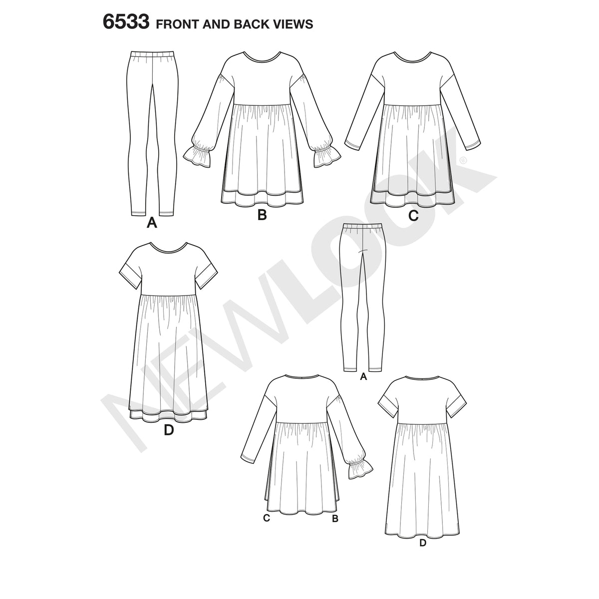 6533 New Look Pattern 6533 Women’s Babydoll Top with Leggings