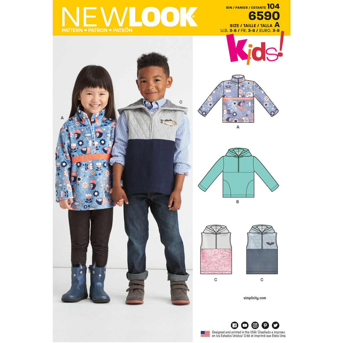 6590 New Look Pattern 6590 Child's Pullover Vest or Top