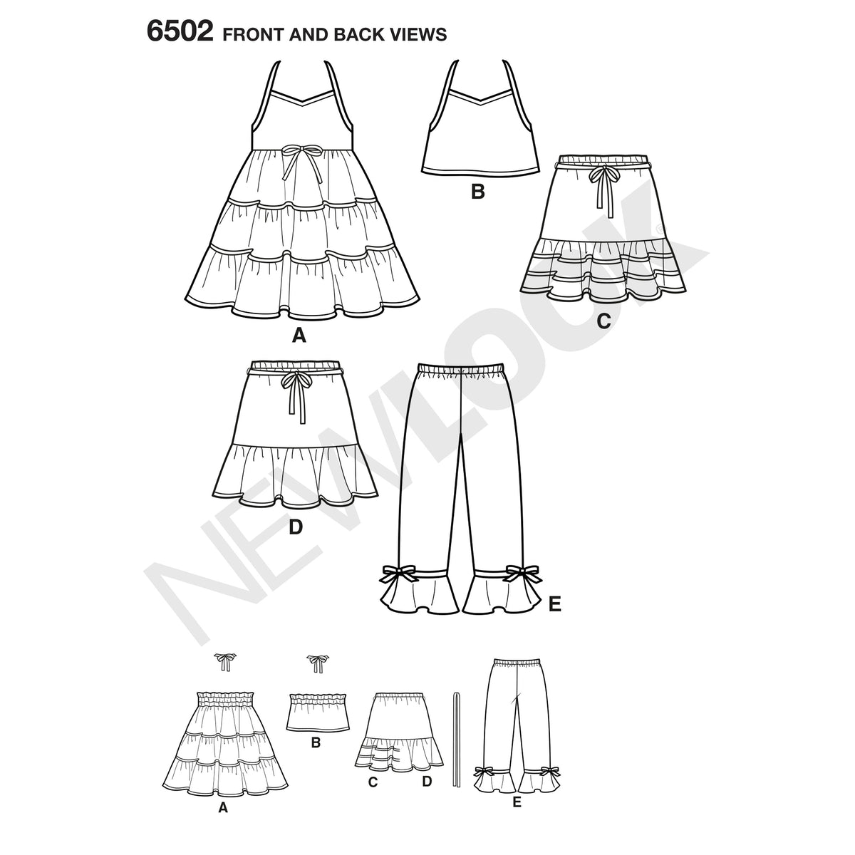 6502 New Look Pattern 6502 Child's Jumpsuit, Romper and Dresses