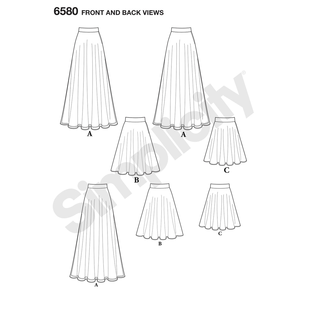 6580 New Look Pattern 6580 Misses' Circle Skirt