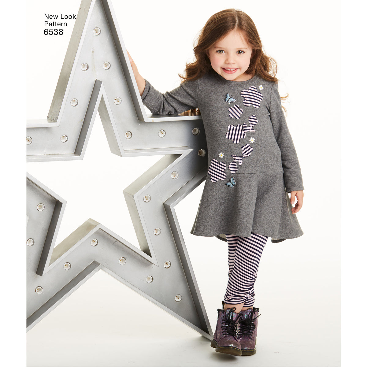 6538 New Look Pattern 6538 Child's Knit Leggings and Dresses