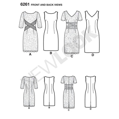 6261 Misses' Dresses with neck line variations