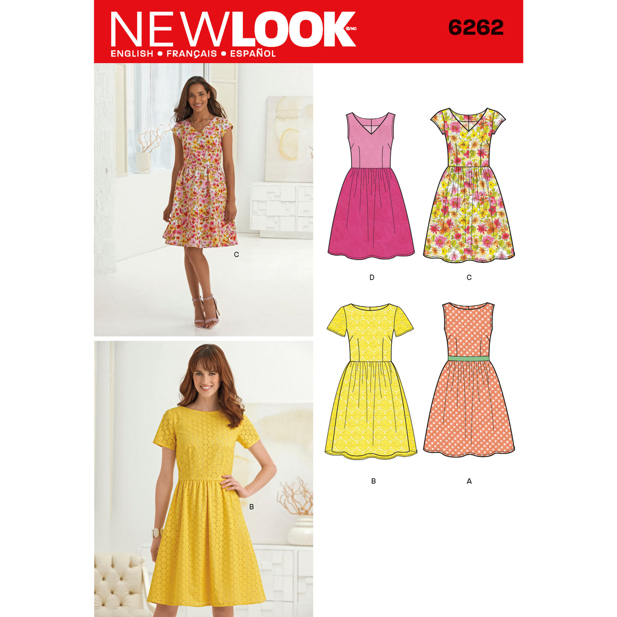 6262 Misses' Dress with Neckline Variations
