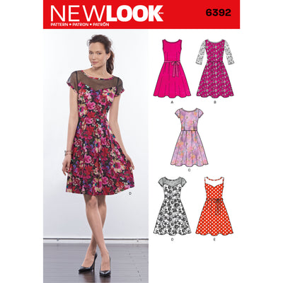 6392 Misses' Dresses with Contrast Fabric Options