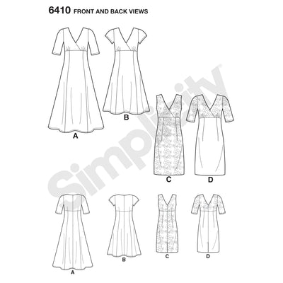 6410 Misses' Dress with Skirt and Fabric Variations
